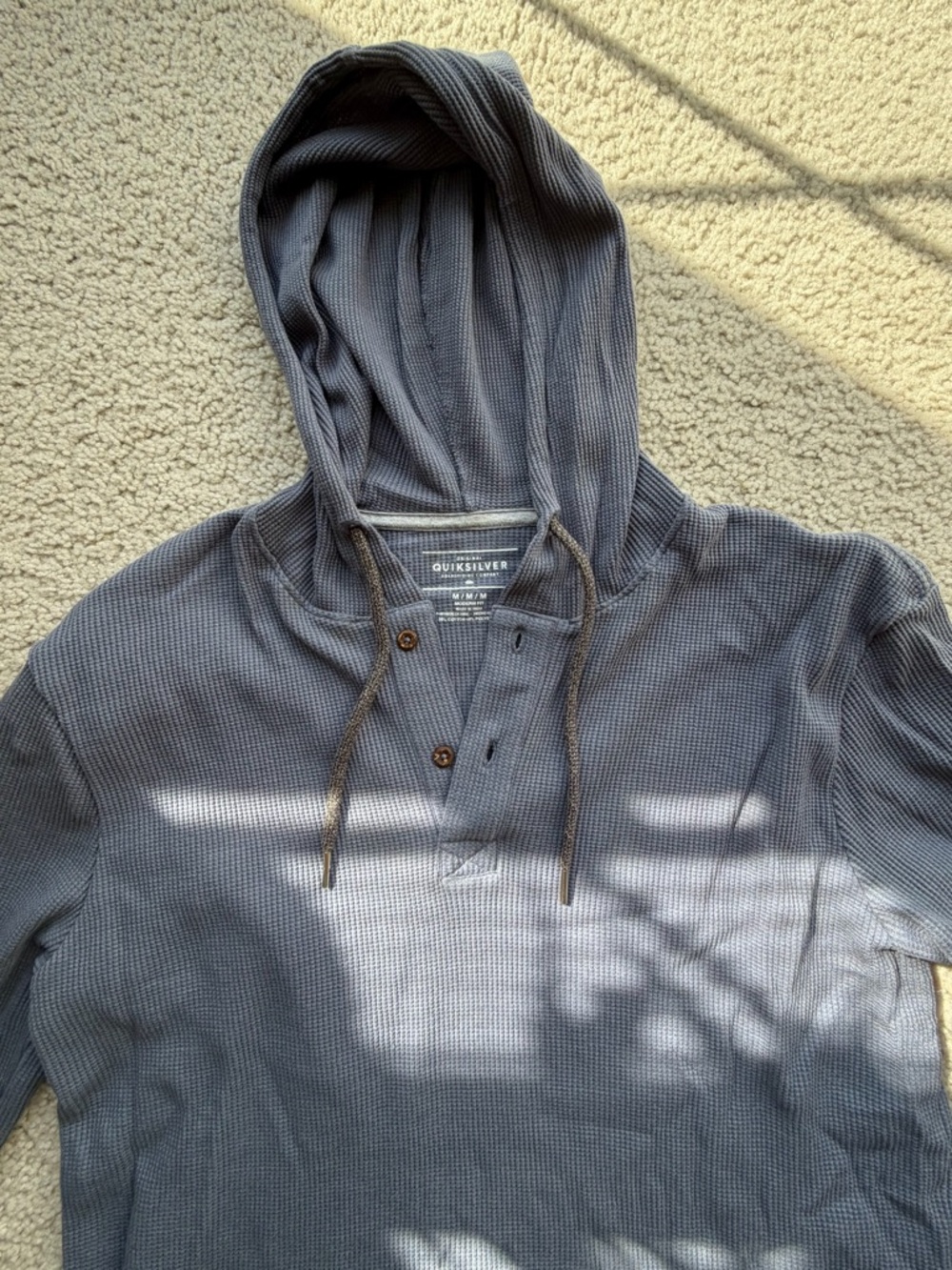 Quiksilver Men's Slate Gray Waffle-Knit Hooded Henley